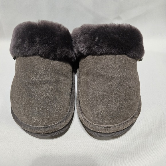 Wild Woolies Genuine Sheepskin Lined Slippers Womens Size 7 Brown Cow Suede - Picture 2 of 9